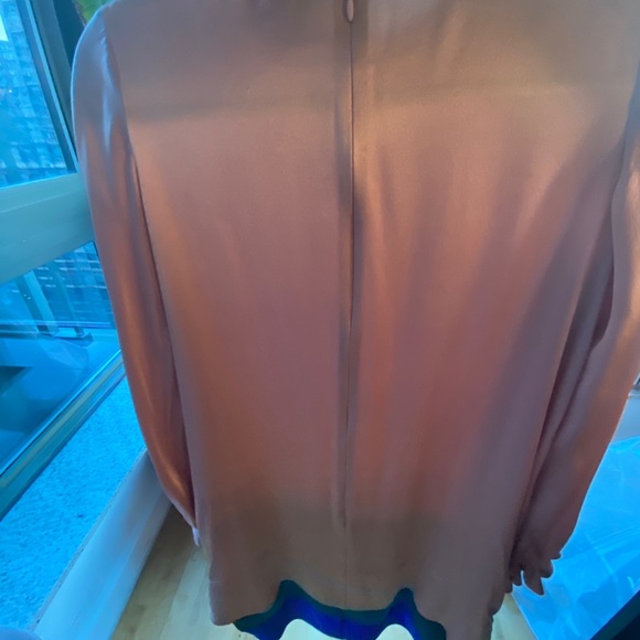 Tiered silk-satin color block mini dress - Picture 4 of 6